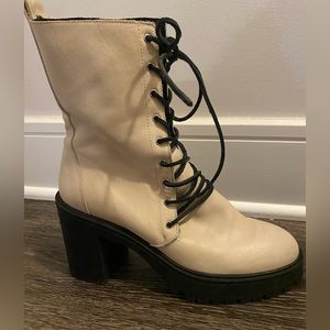 Free People White Lace Up Boots